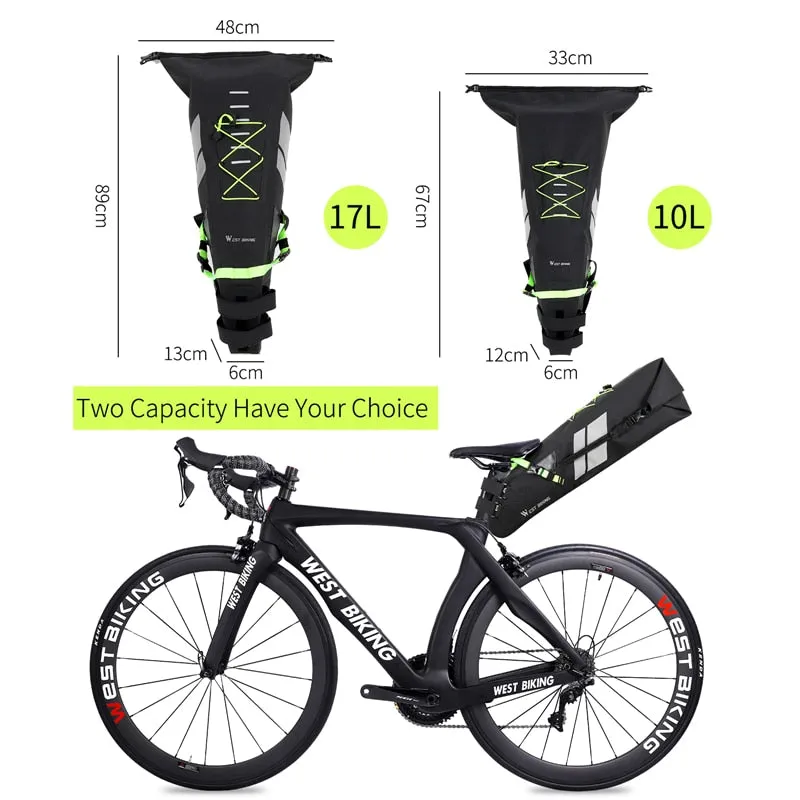 10L 17L Bike Saddle Bag Large Capacity Foldable Cycling Bag Waterproof Reflective MTB Road Bicycle Trunk Pannier