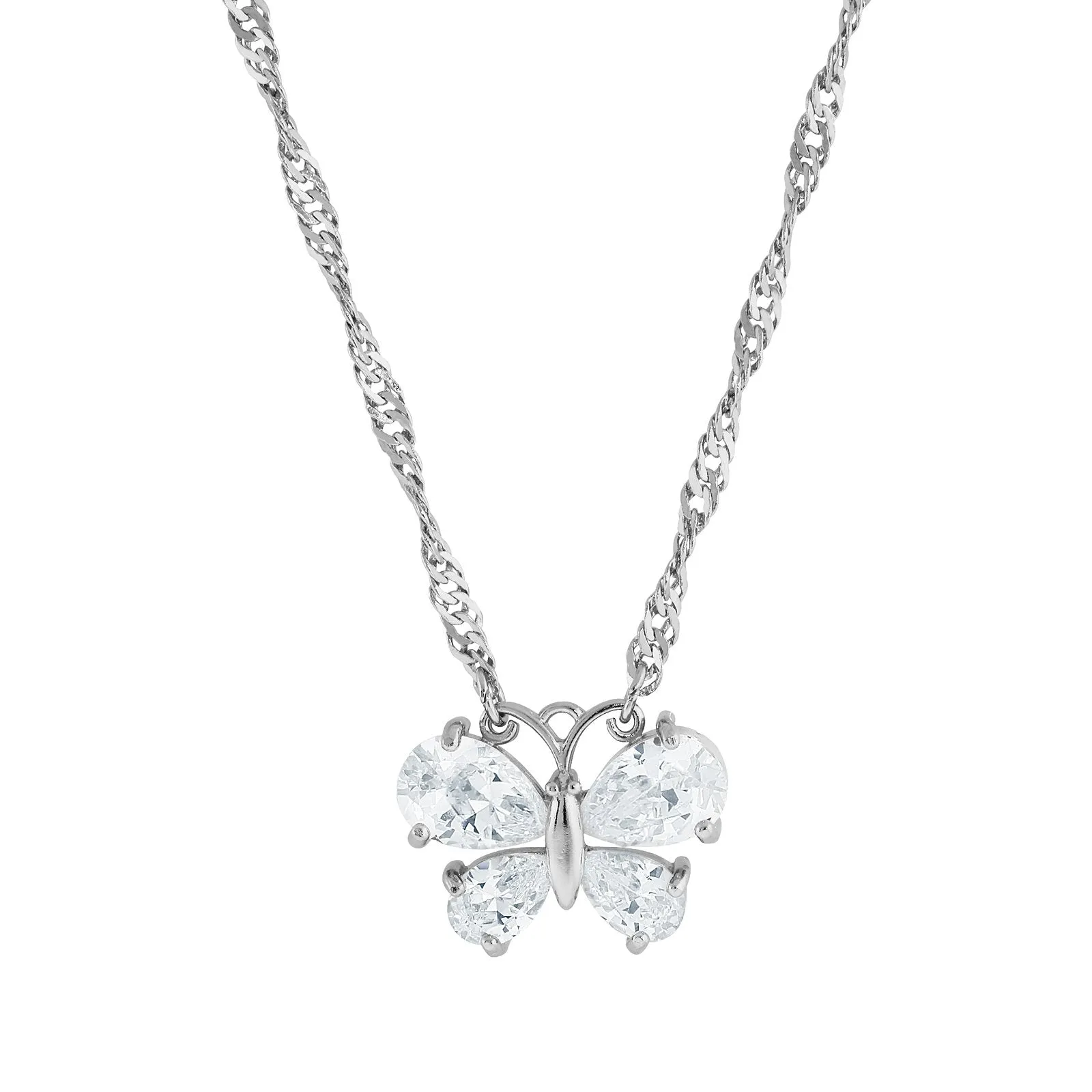 1928 Jewelry&reg; Silver-Tone Cubic Zirconia Butterfly Necklace 16"Adj.