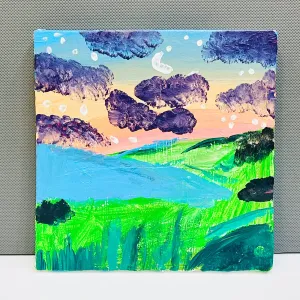 8x8* Inches Evening Scenery Canvas Painting