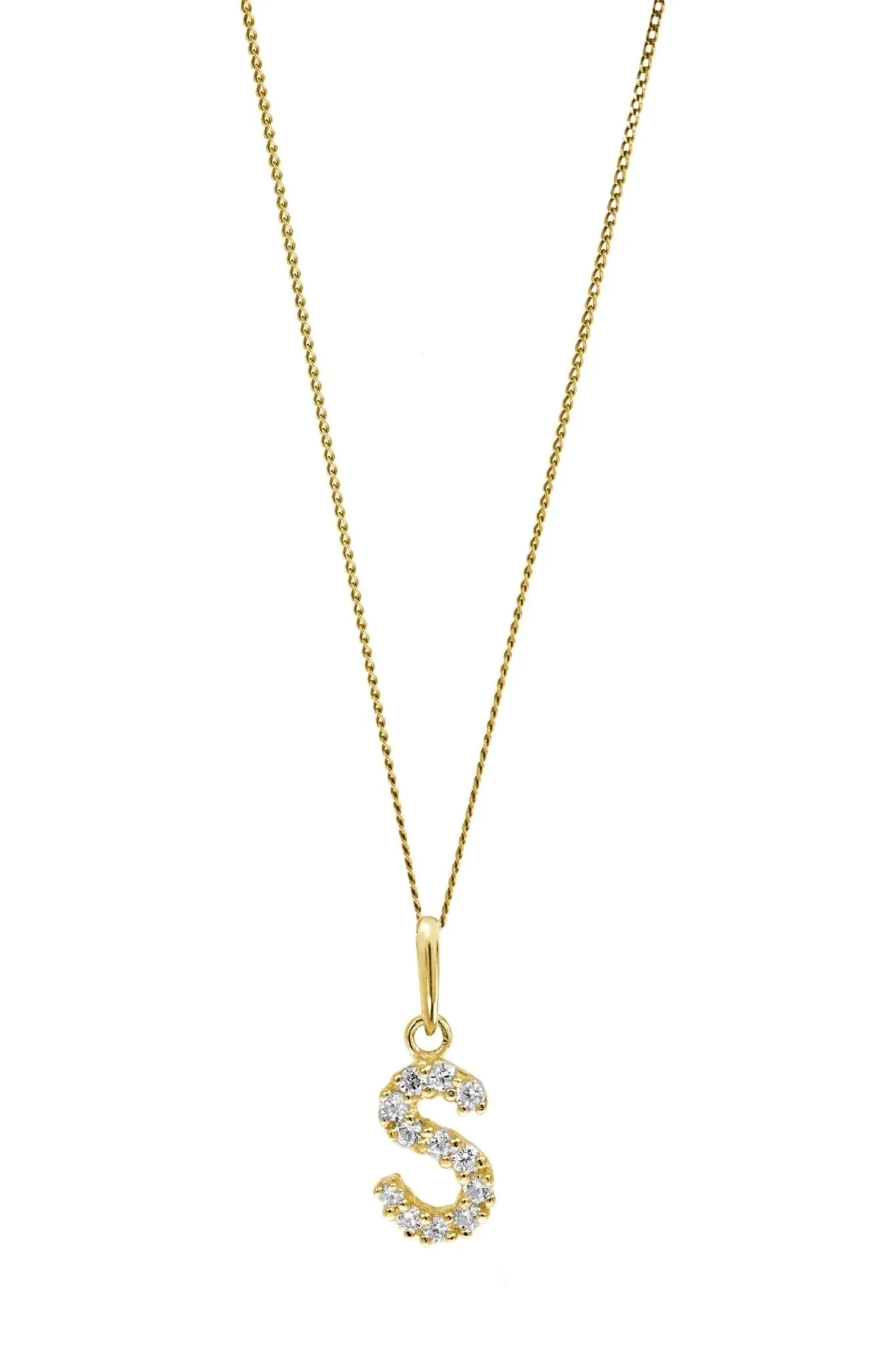 9ct Yellow Gold Cubic Zirconia Initial Pendant Necklace