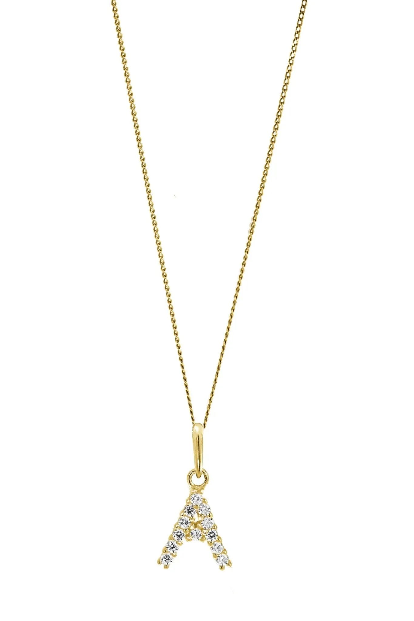 9ct Yellow Gold Cubic Zirconia Initial Pendant Necklace