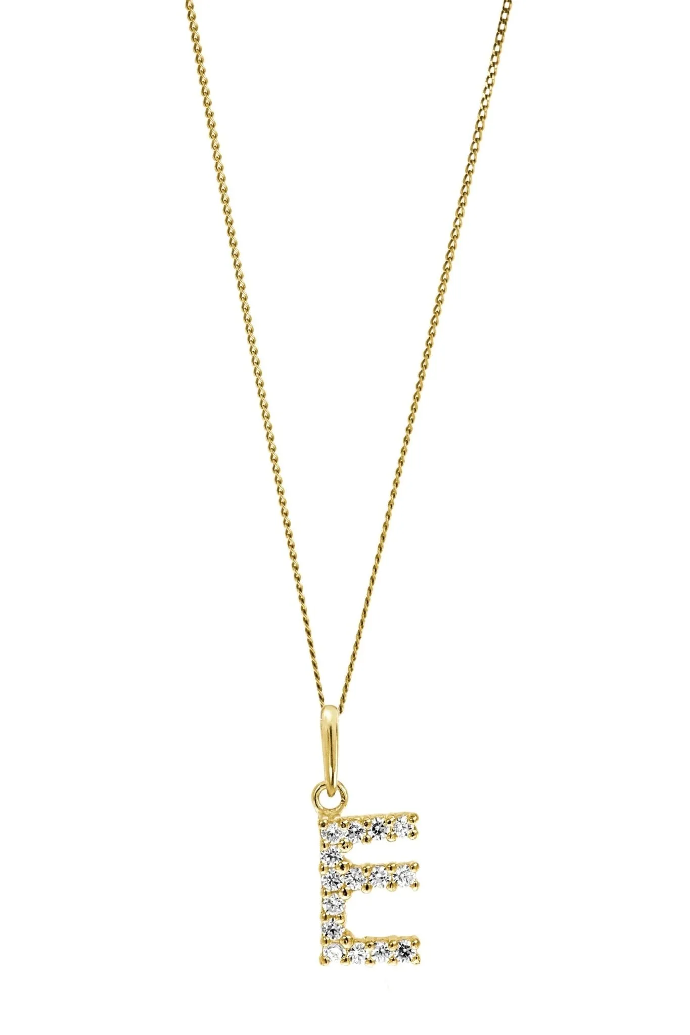 9ct Yellow Gold Cubic Zirconia Initial Pendant Necklace