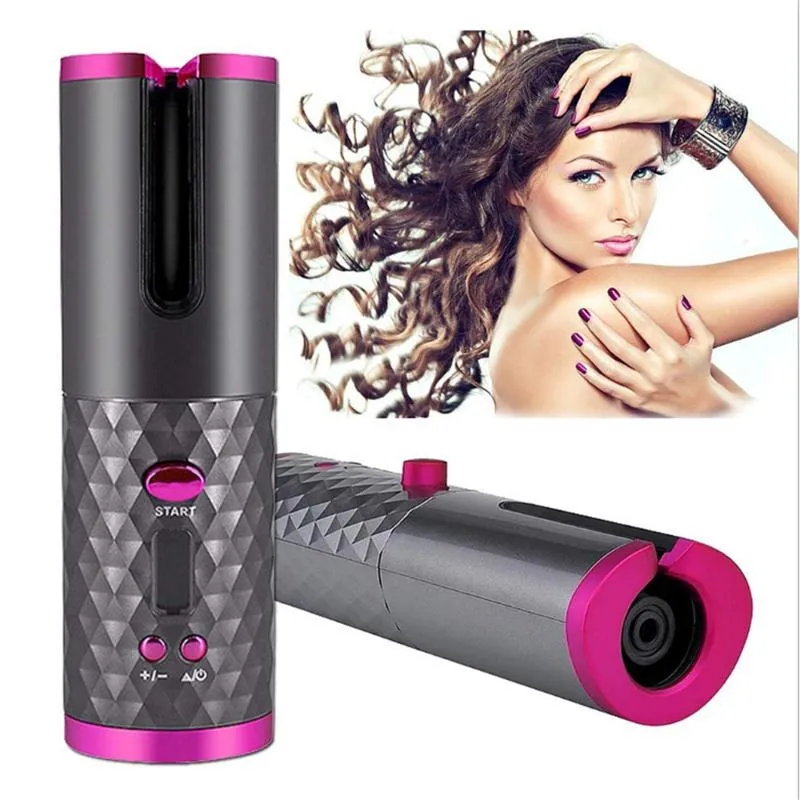 Angel Decoration Wireless Hair Curler Automatic Curling Iron USB Rechargeable Timer LCD Digital Hair Styling Tools