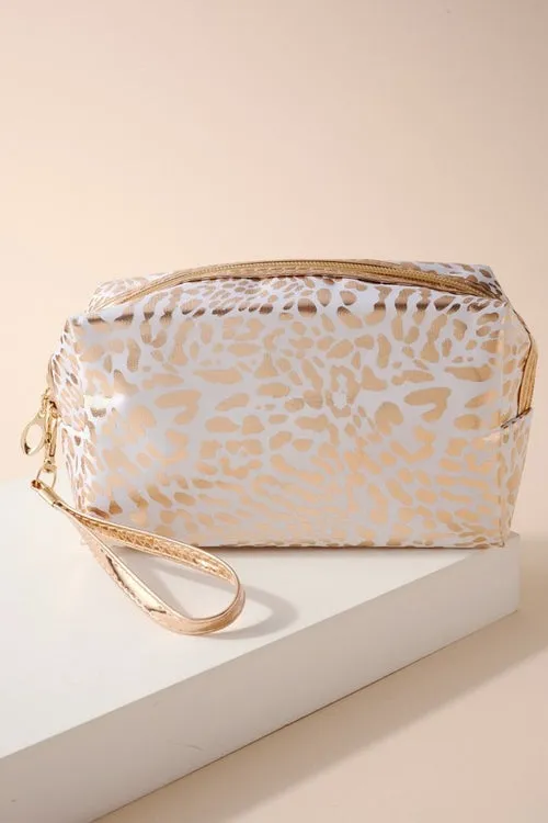 Animal Print Metallic Cosmetic Bag