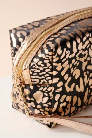 Animal Print Metallic Cosmetic Bag