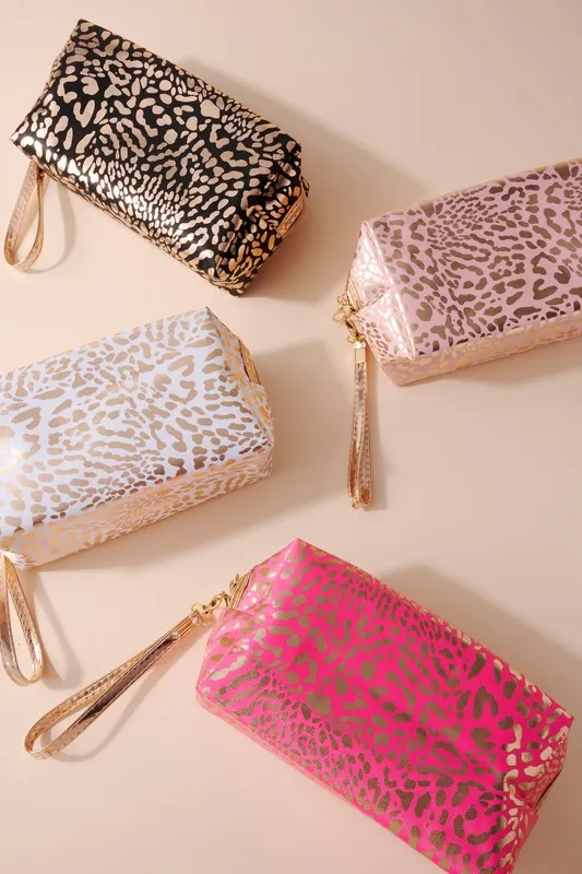 Animal Print Metallic Cosmetic Bag