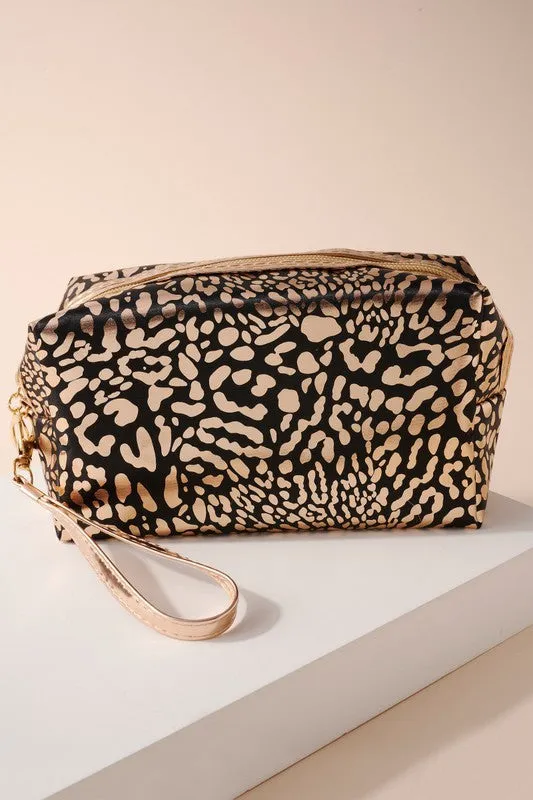 Animal Print Metallic Cosmetic Bag