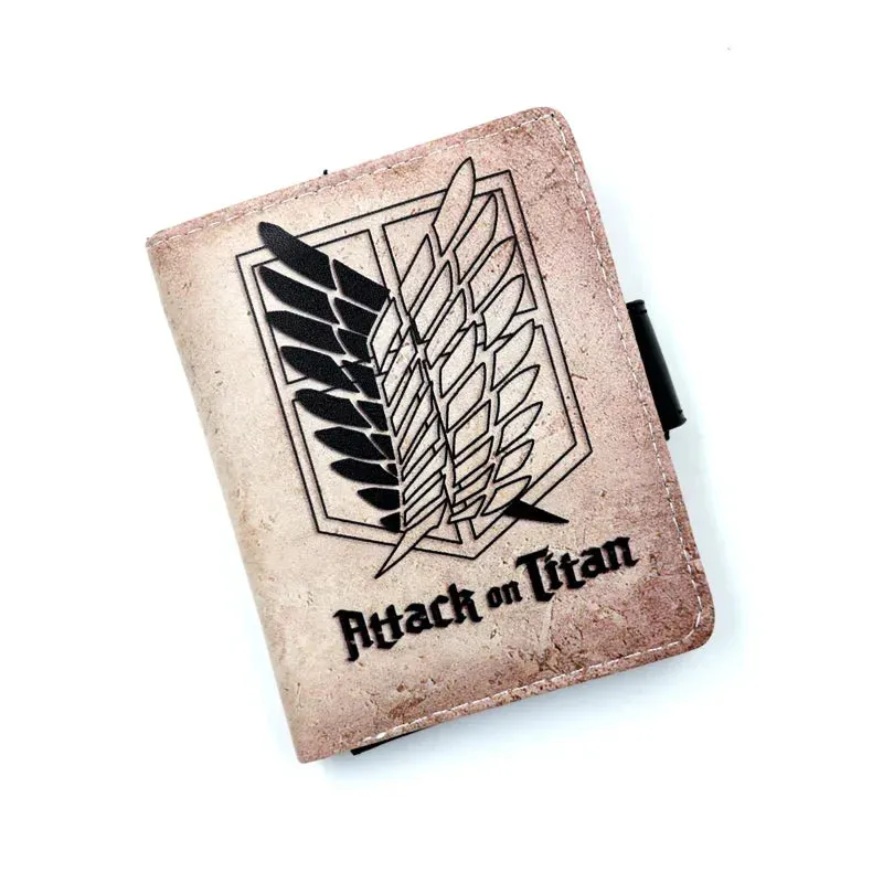 Anime Attack On Titan Men Wallets Eren Jaeger Scout Legion Card Holders Zipper Coin Purse