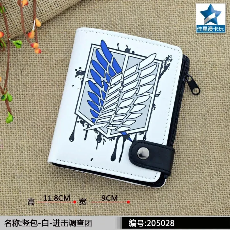 Anime Attack On Titan Men Wallets Eren Jaeger Scout Legion Card Holders Zipper Coin Purse