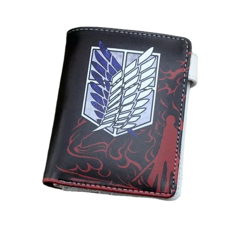 Anime Attack On Titan Men Wallets Eren Jaeger Scout Legion Card Holders Zipper Coin Purse