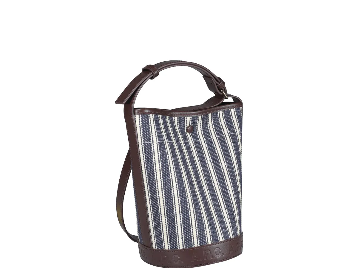 A.P.C. Logo Embossed Striped Tote Bag