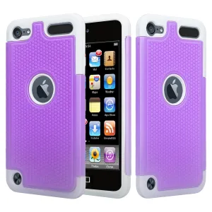 Apple iPod Touch 5 / Touch 6 Case, Heavy Duty Dual Layer Armored Protective Hybrid Case Cover For iPod Touch 5 / Touch 6 - Purple/Grey