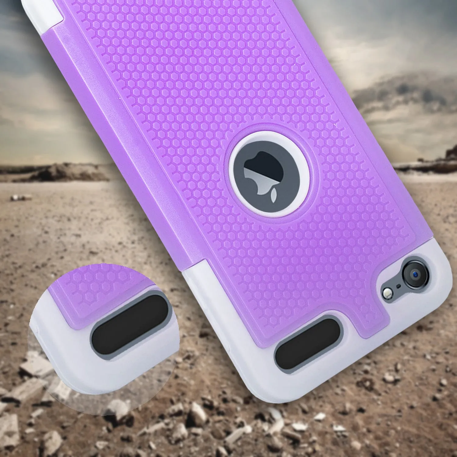 Apple iPod Touch 5 / Touch 6 Case, Heavy Duty Dual Layer Armored Protective Hybrid Case Cover For iPod Touch 5 / Touch 6 - Purple/Grey