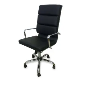 Aria High Back Office Chair - Black Leather