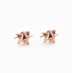 Artistic Gold Earrings - Rose Gold Earrings - Pink Modern Studs