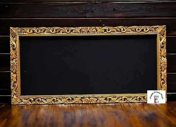 Artistic Interior Crafts Wooden Hand Carved Wall Mirror Frame Solid Wood, Distress Finish | with Out Mirror | Size 6 * 3 ft (Antique Gold)