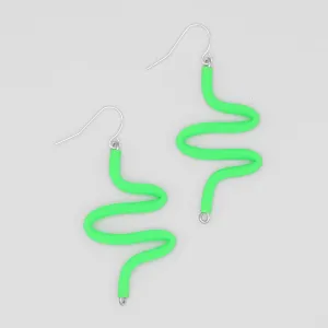 Artistic Rubber Tubing Naya Earrings Green