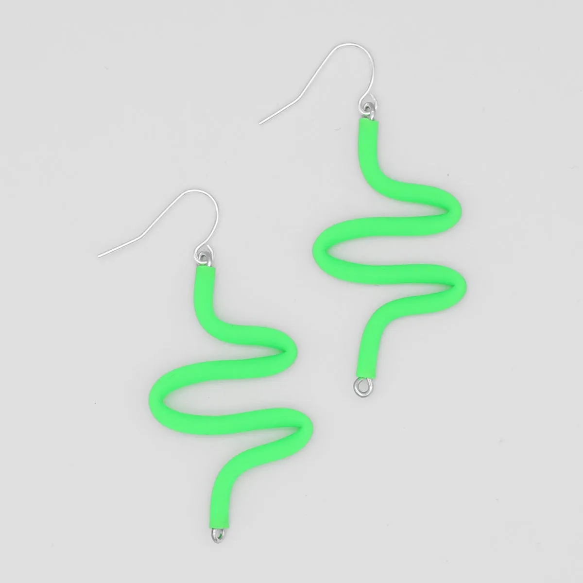 Artistic Rubber Tubing Naya Earrings Green