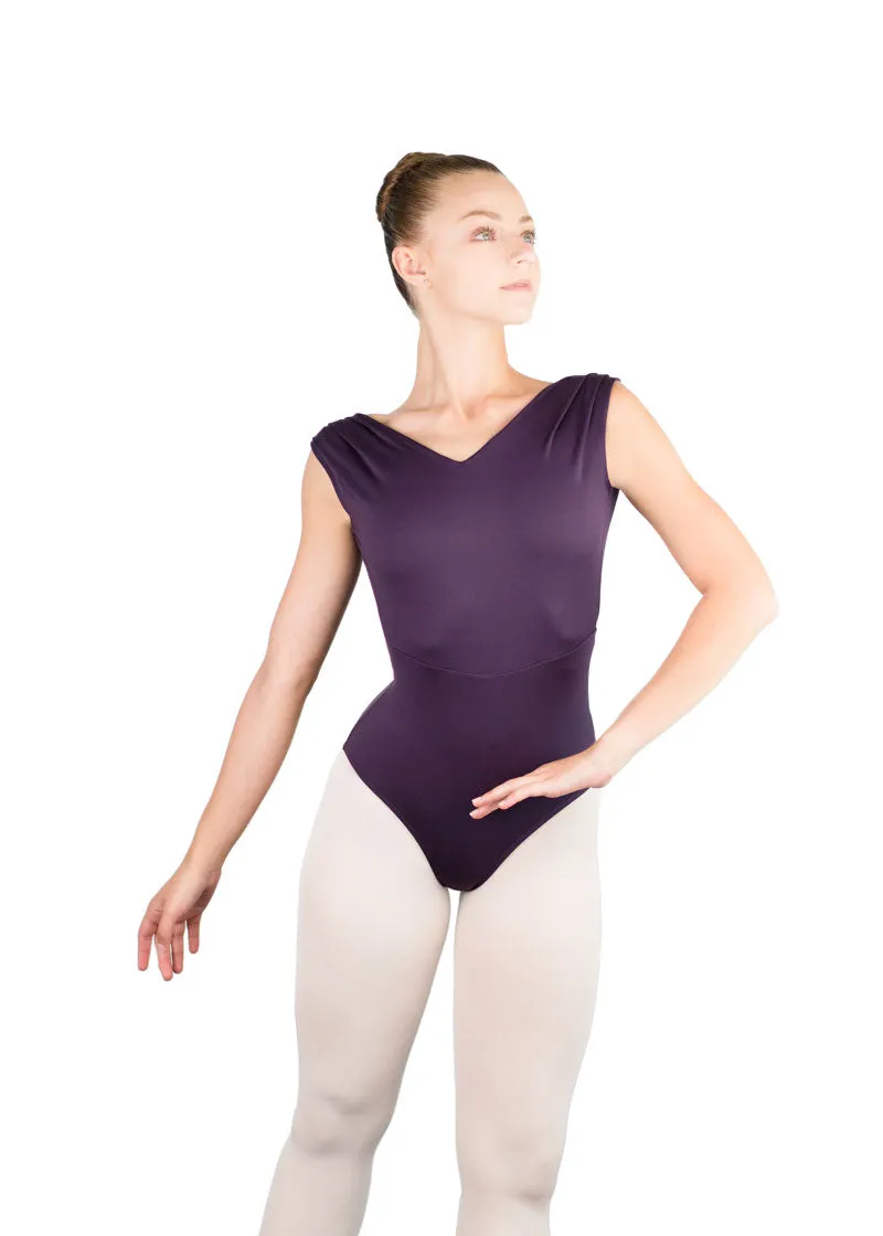 Ballet Rosa Gianna Pleated Shoulder V FR Low Pinch Back Leotard