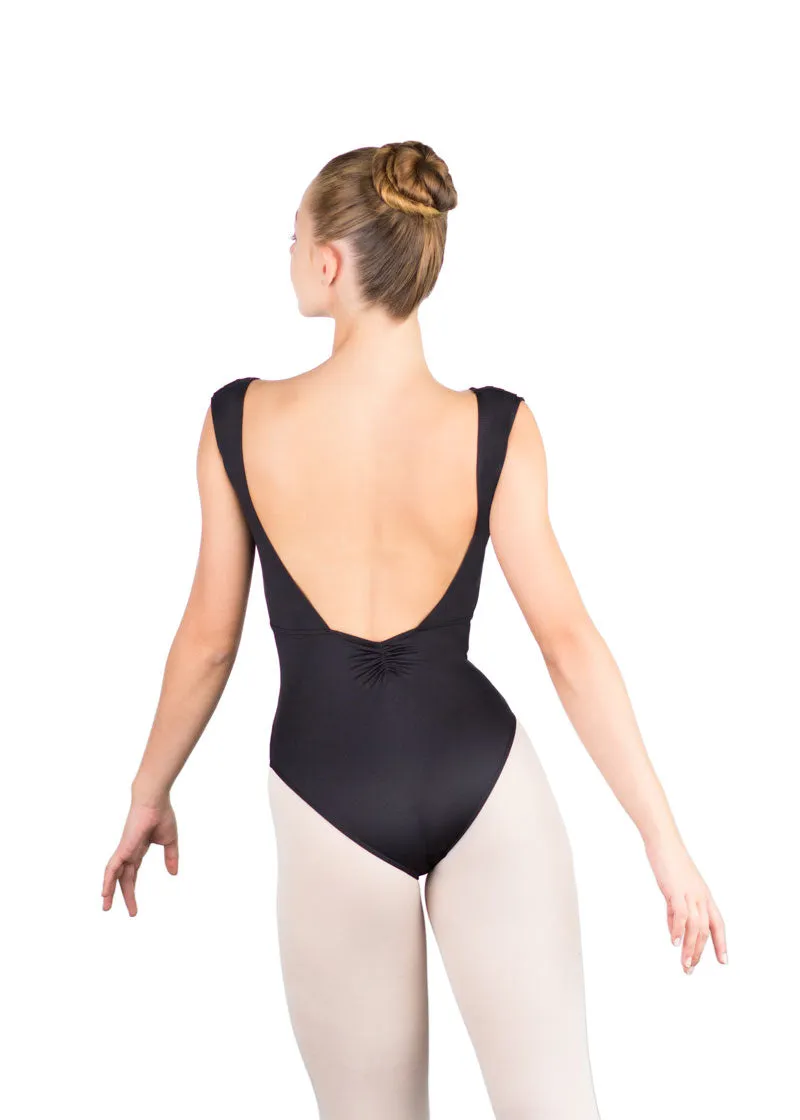 Ballet Rosa Gianna Pleated Shoulder V FR Low Pinch Back Leotard