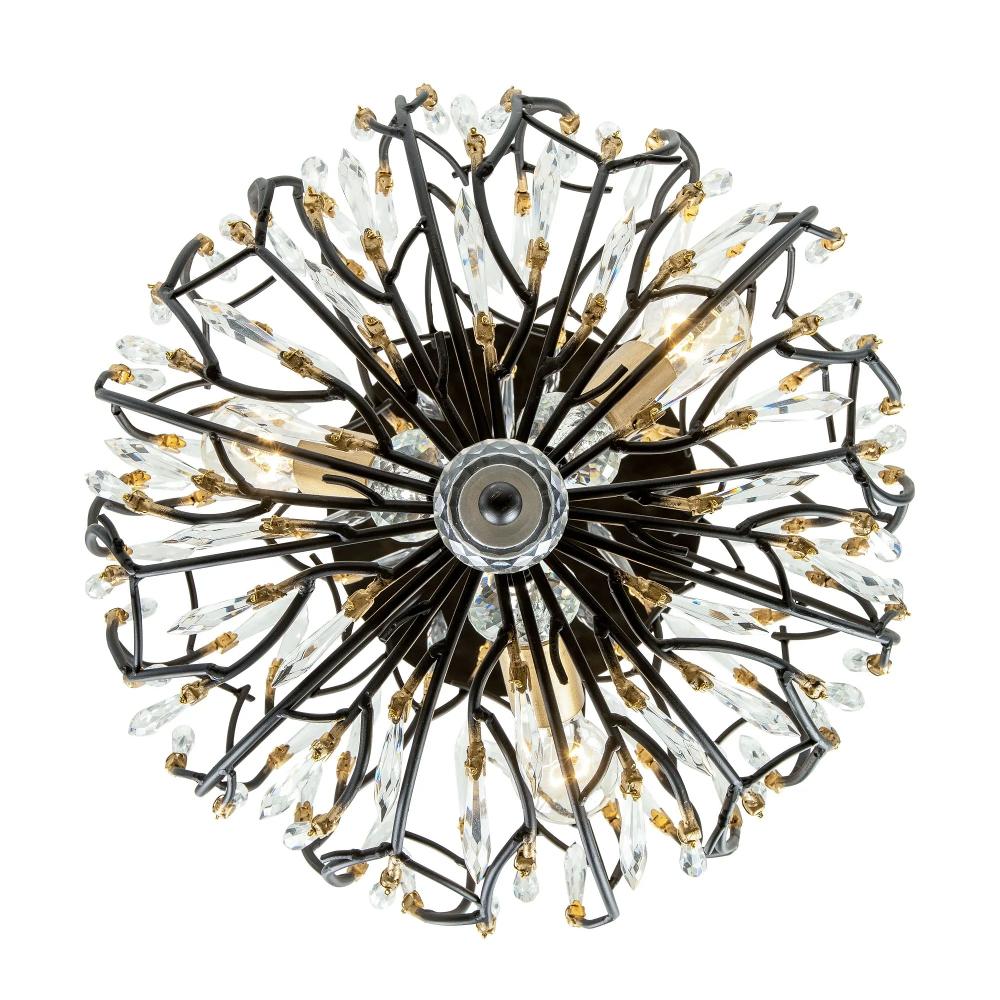 Bask 271S03MBFG 3-Light Crystal Ceiling Light - Matte Black/French Gold