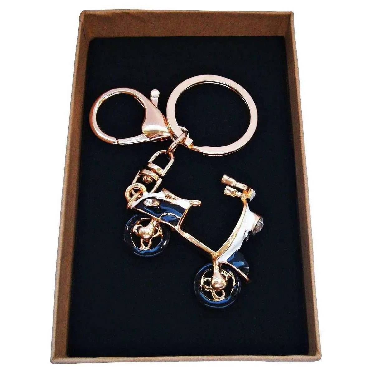 Bassin and Brown Scooter Key Ring - Black/White/Gold