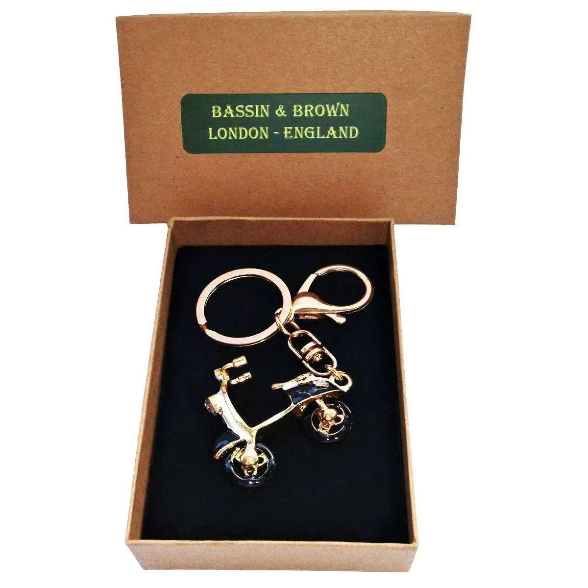 Bassin and Brown Scooter Key Ring - Black/White/Gold