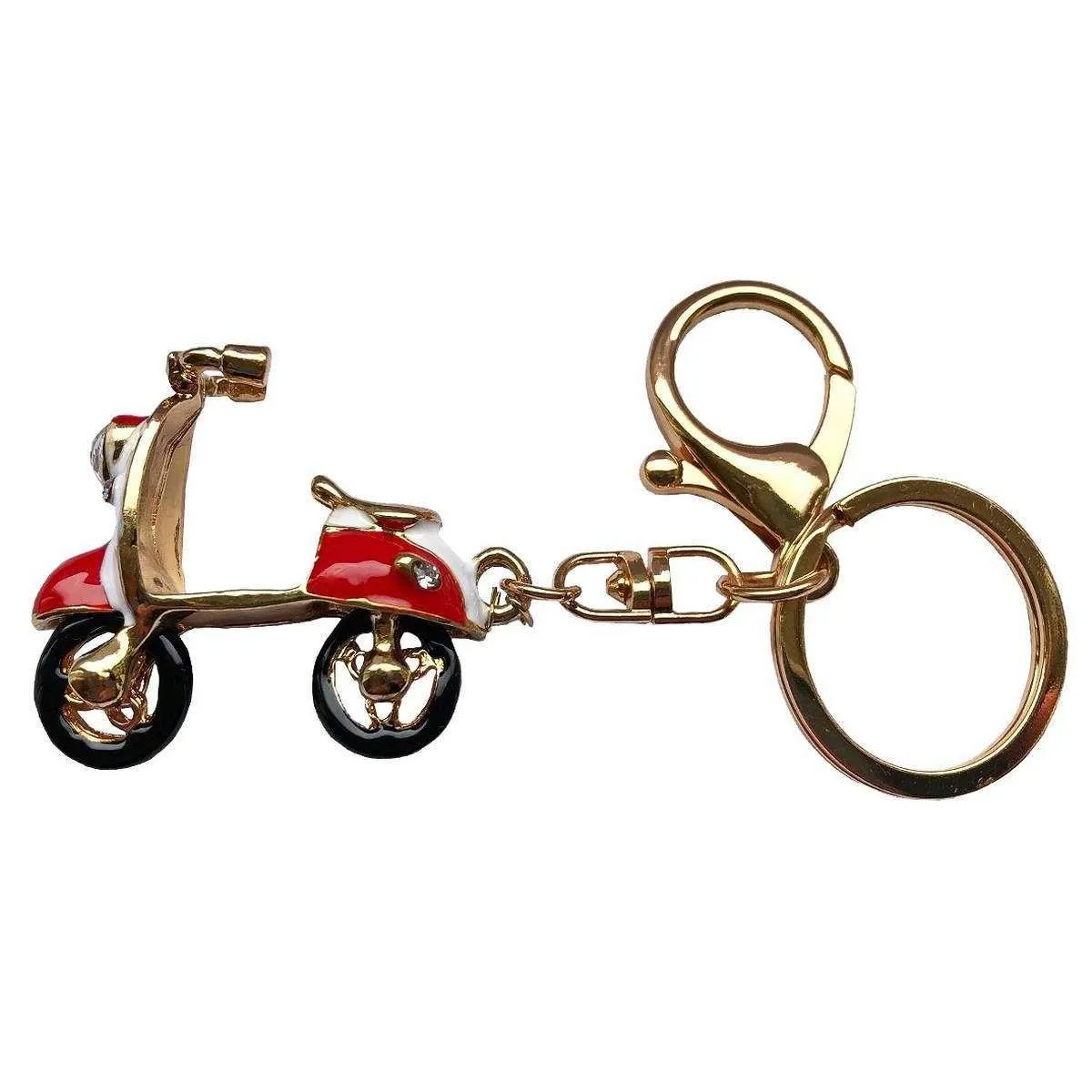 Bassin and Brown Scooter Key Ring - Red/White/Gold