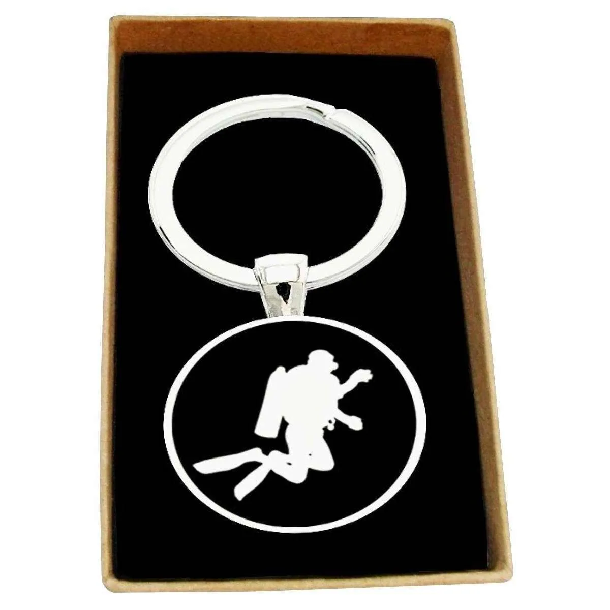 Bassin and Brown Scuba Diver Key Ring - Black/White