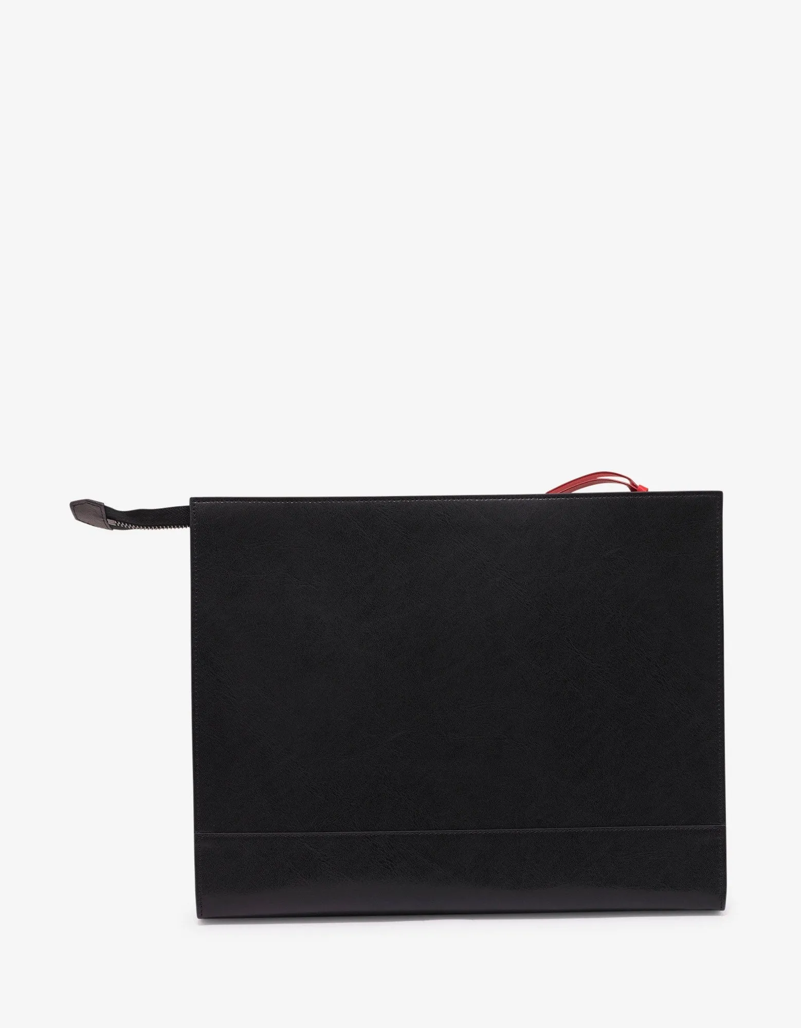 Black Upside Down Logo Leather Pouch