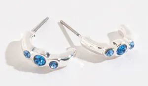 Blue Gem Silver Hoops