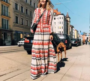 Boho Geometry Prints Maxi Dress