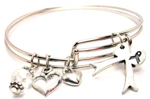 Bow With Awareness Ribbon Expandable Bangle Bracelet Set