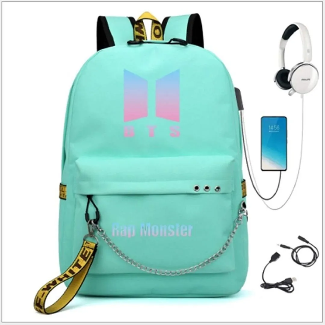 BTS Laptop Bag with USB port and 3.5 mm music Jack for headphones and earphones