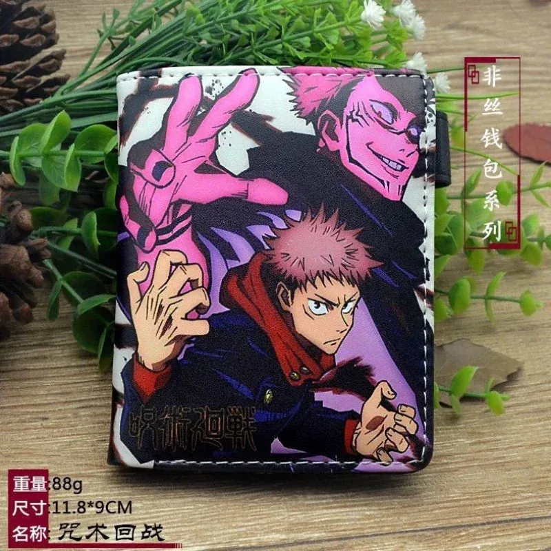 Cartoon Jujutsu Kaisen Satoru Gojo Bifold Short Men's Wallets Itadori Yuji Fushiguro Megumi Women Card Holders Coin Purse