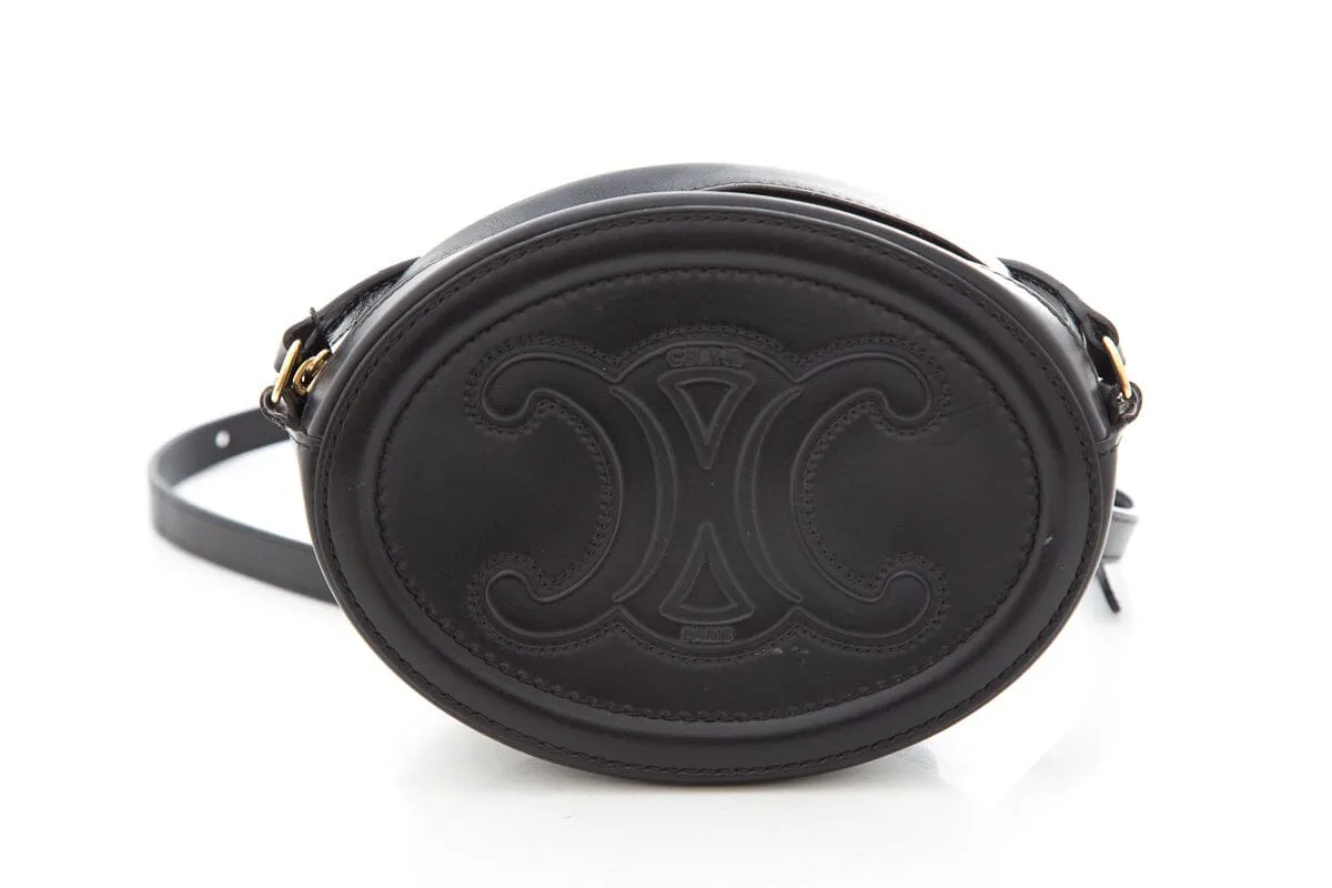 Celine Black Bucket Cuir Triomphe Oval Cross-Body