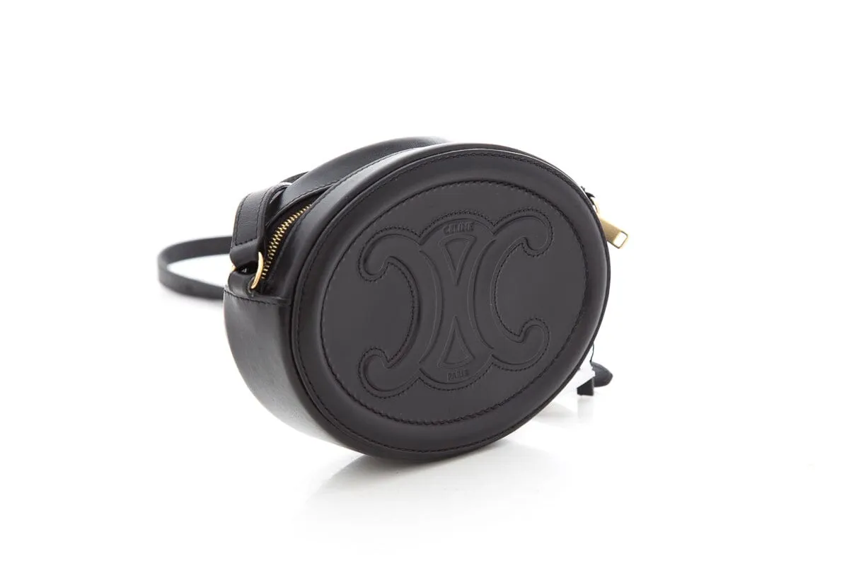 Celine Black Bucket Cuir Triomphe Oval Cross-Body