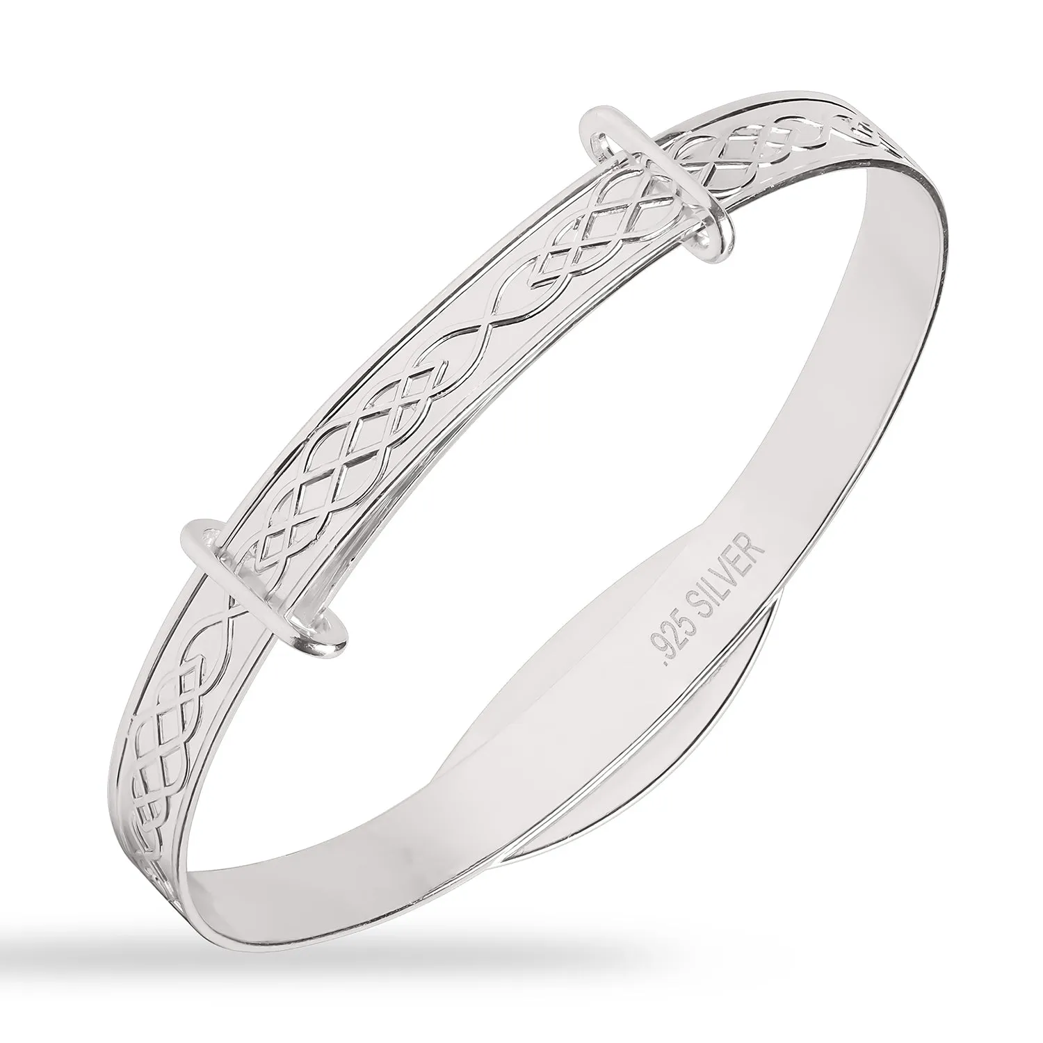 Children's Customised Celtic Bangle in Silver or 18ct Yellow Gold plated (0–5  years)