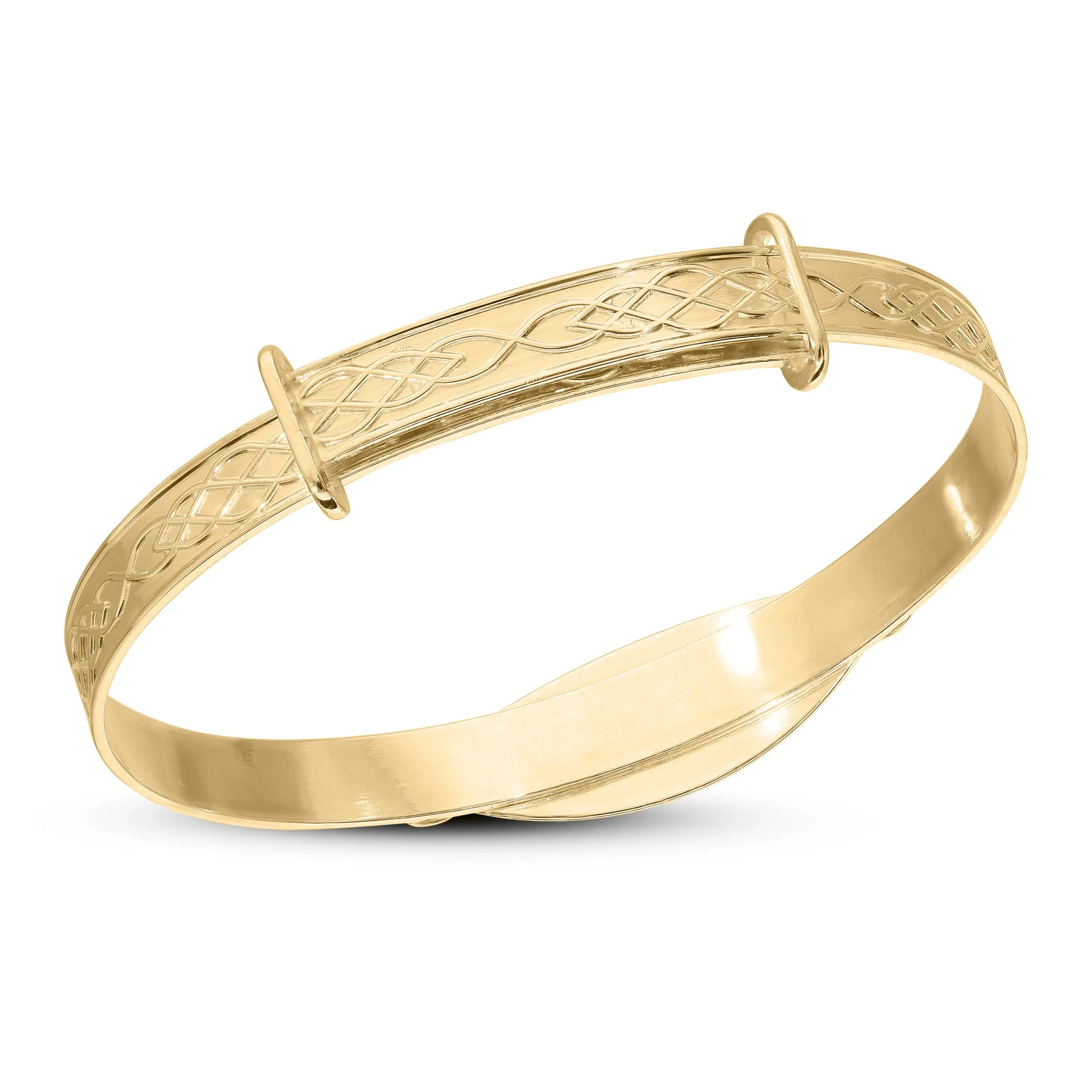 Children's Customised Celtic Bangle in Silver or 18ct Yellow Gold plated (0–5  years)