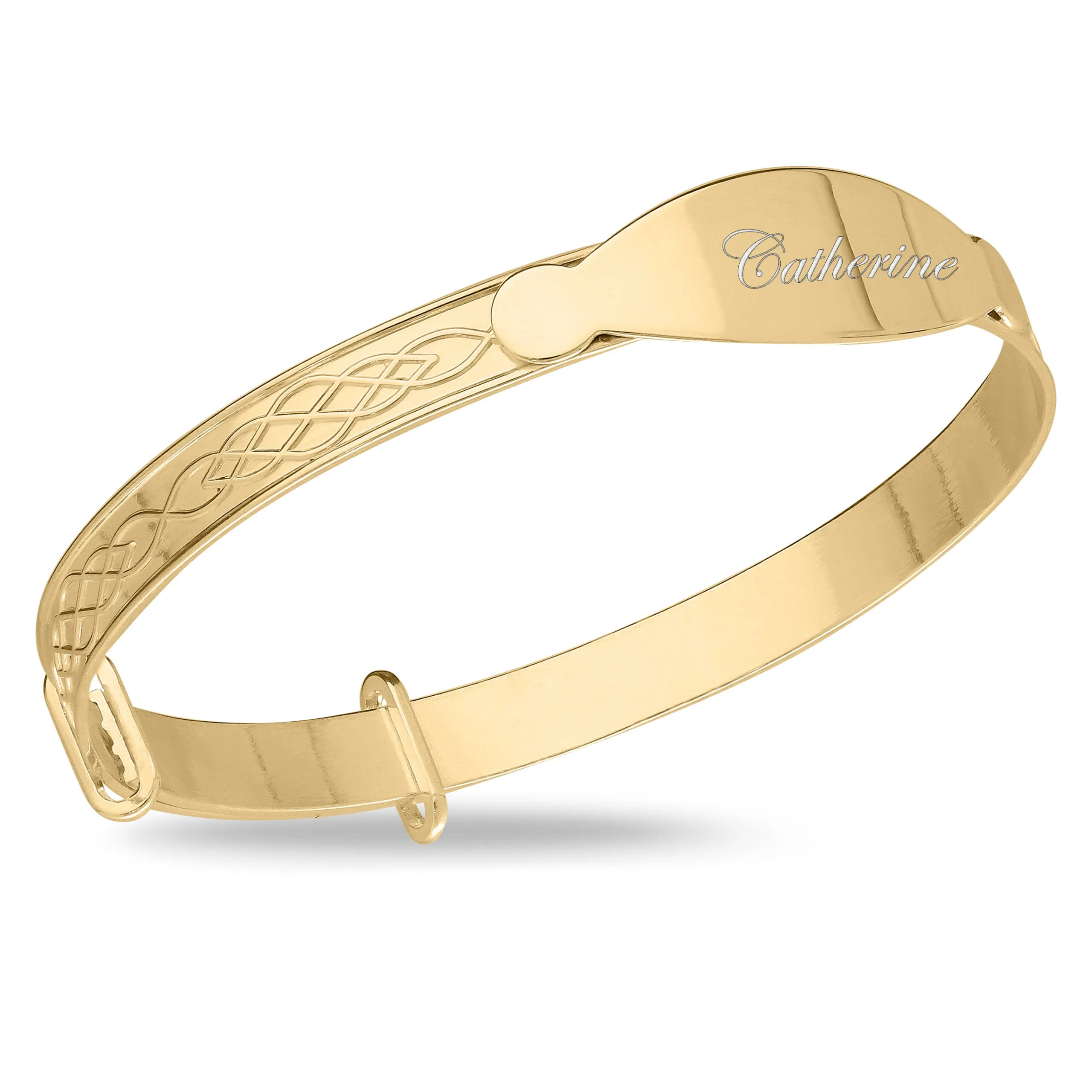 Children's Customised Celtic Bangle in Silver or 18ct Yellow Gold plated (0–5  years)