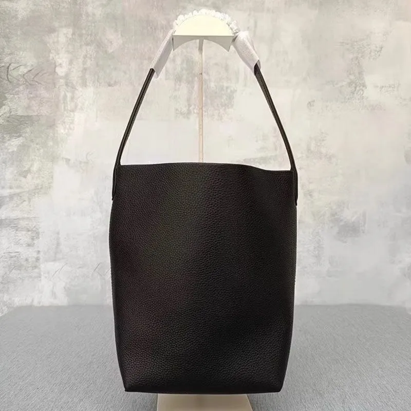 Classic Grained Calfskin Tote Bucket Bag In Leather