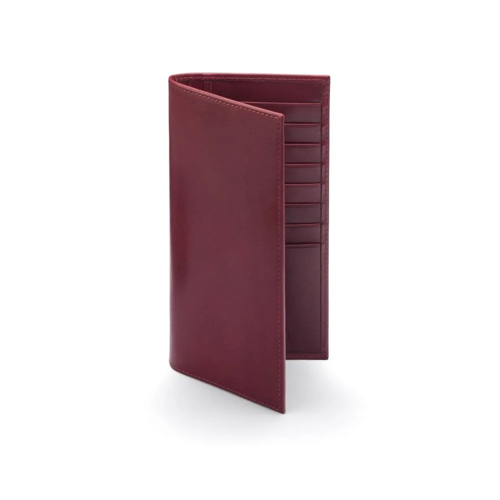 Classic Tall Leather Wallet With 8 Card Slots - Burgundy