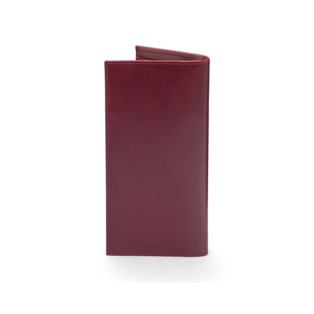 Classic Tall Leather Wallet With 8 Card Slots - Burgundy