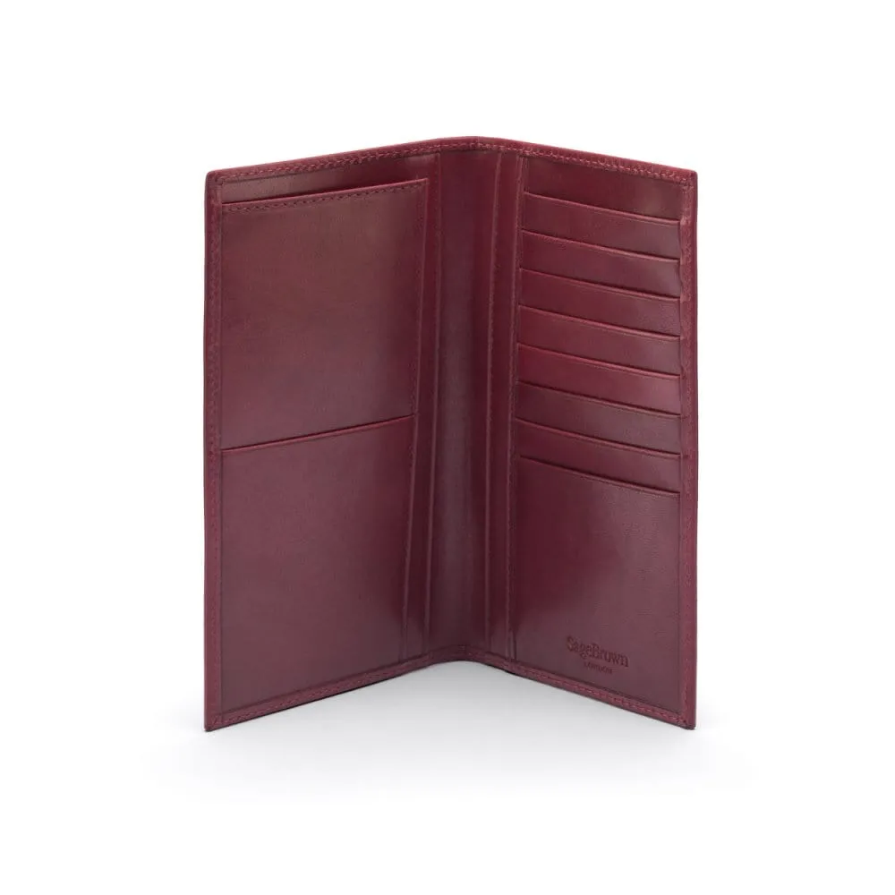 Classic Tall Leather Wallet With 8 Card Slots - Burgundy