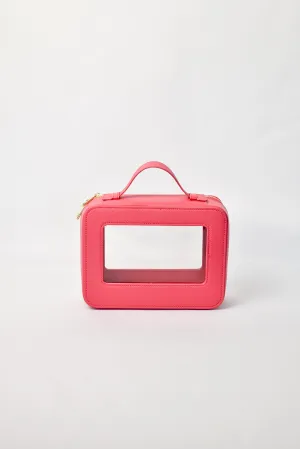 Clear Cosmetic Carry Case  - Hot Pink