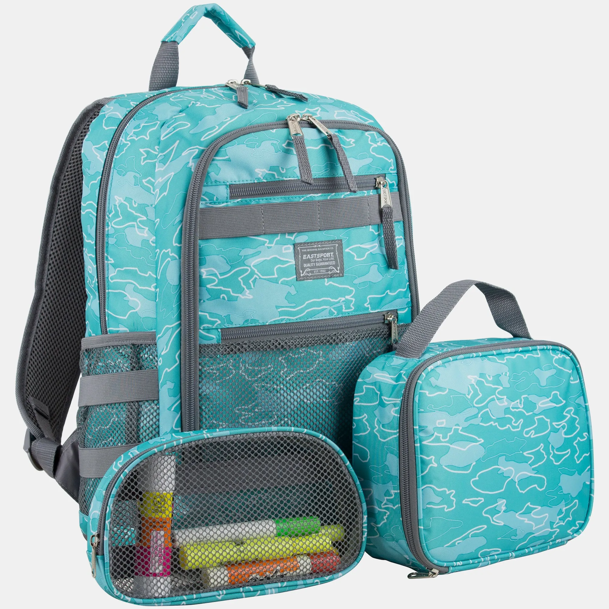 Compact 3-Piece Combo Backpack with Lunch Box and Snack/Pencil Pouch