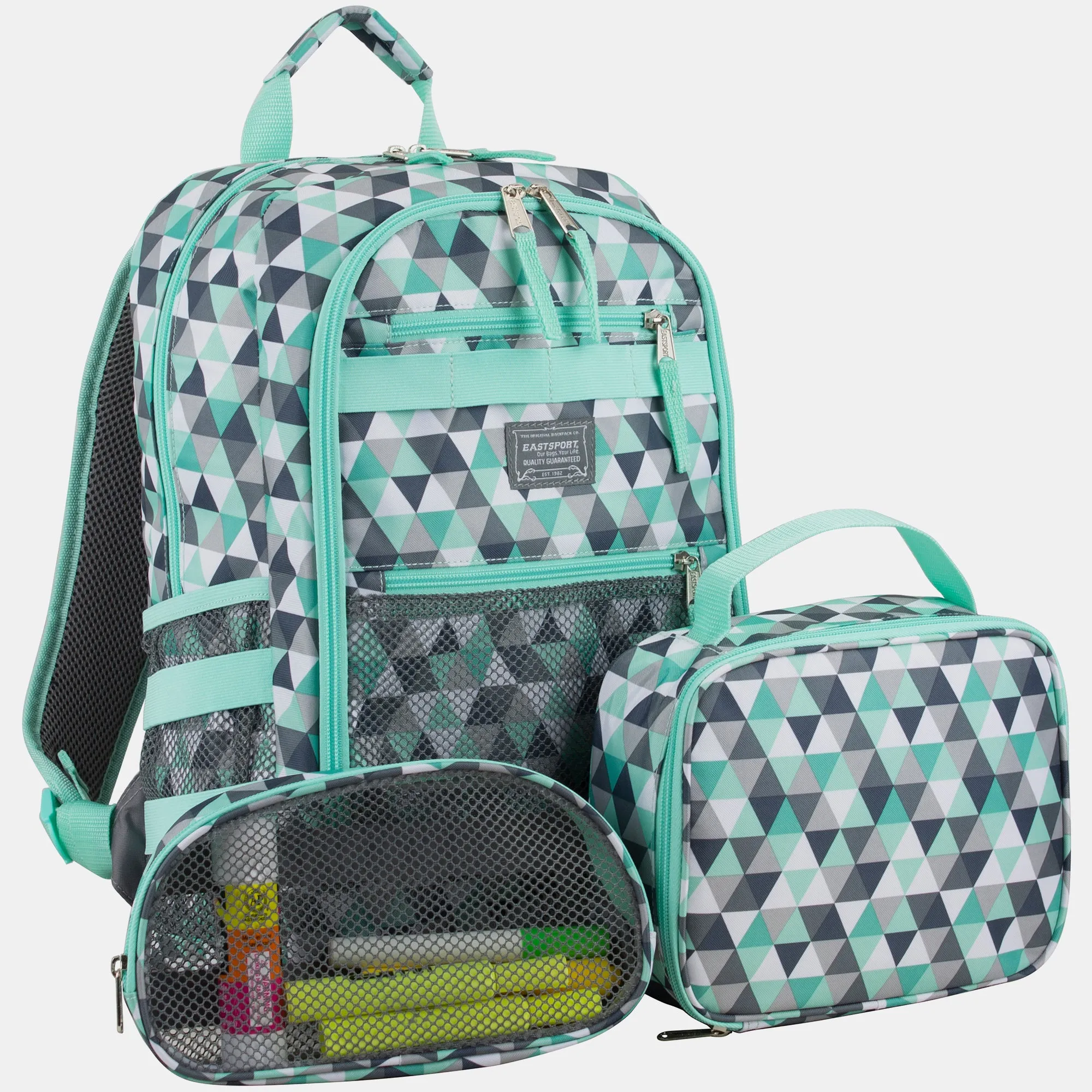 Compact 3-Piece Combo Backpack with Lunch Box and Snack/Pencil Pouch