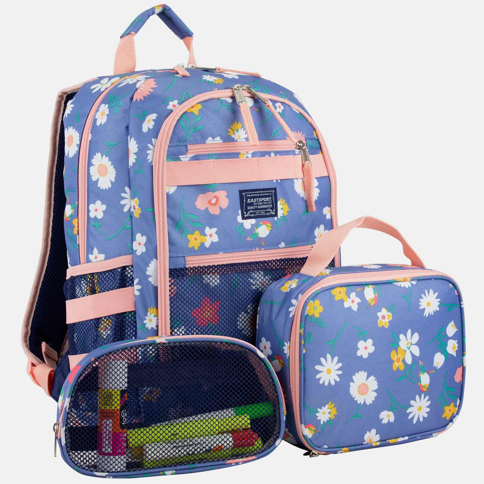 Compact 3-Piece Combo Backpack with Lunch Box and Snack/Pencil Pouch