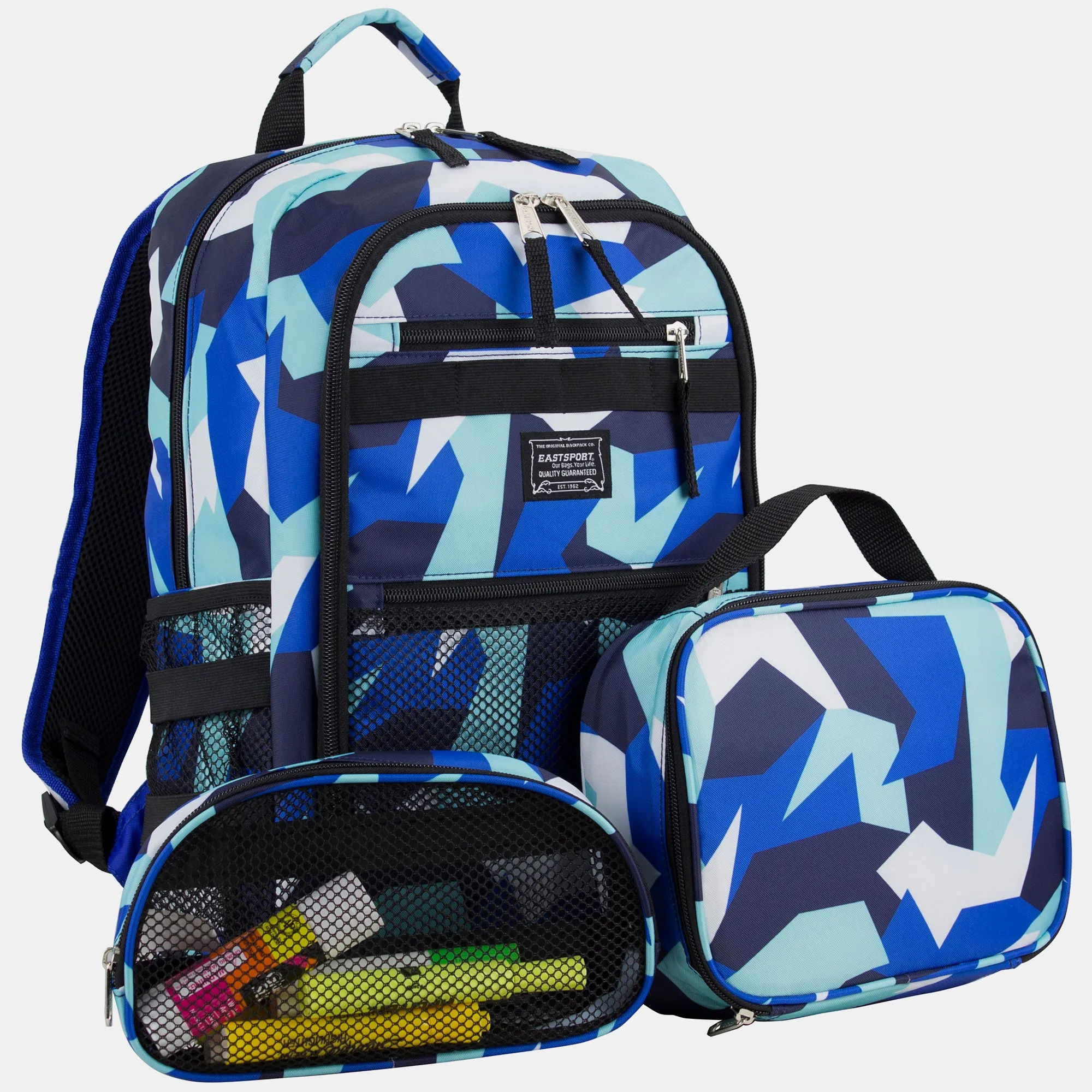 Compact 3-Piece Combo Backpack with Lunch Box and Snack/Pencil Pouch