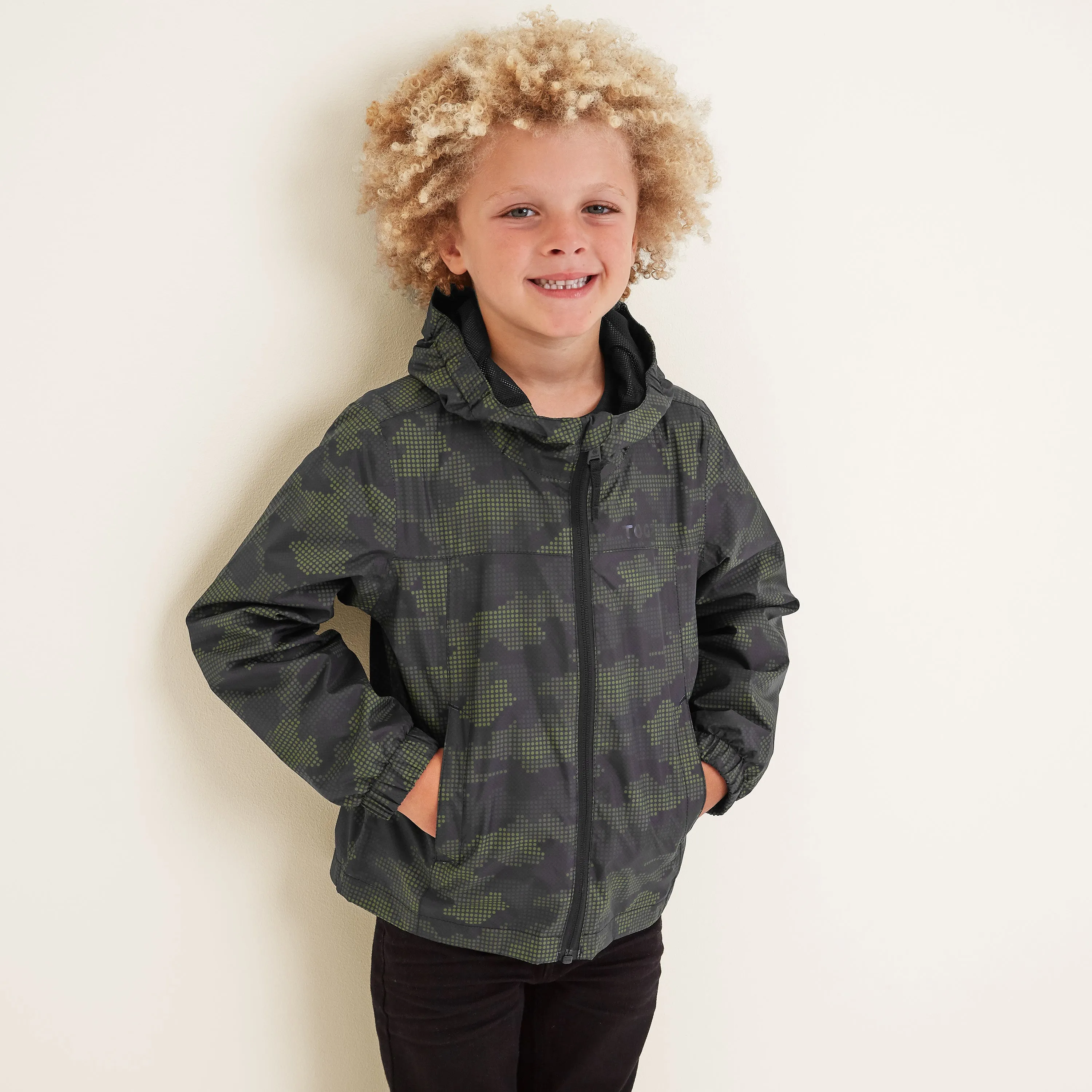 Copley Kids Waterproof Jacket - Khaki Dot Camo Print